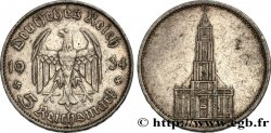 ALEMANIA 5 Reichsmark église de la garnison de Potsdam 1934 Stuttgart