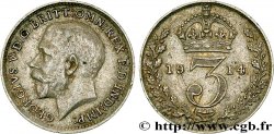REINO UNIDO 3 Pence Georges V / couronne 1914 
