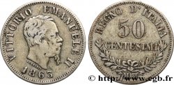 ITALIE 50 Centesimi Victor Emmanuel II 1863 Milan