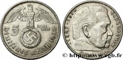 ALLEMAGNE 5 Reichsmark aigle surmontant une swastika / Maréchal Paul von Hindenburg 1937 Berlin