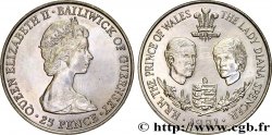 GUERNSEY 25 Pence Mariage Prince Charles et Lady Diana Spencer 1981 