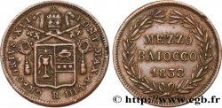 VATICAN ET ÉTATS PONTIFICAUX 1/2 Baiocco au nom de Grégoire XVI an VII 1838 Rome TTB 