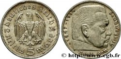 GERMANY 5 Reichsmark Maréchal Paul von Hindenburg 1935 Muldenhütten - E