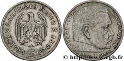 ALLEMAGNE 5 Reichsmark Maréchal Paul von Hindenburg 1936 Karlsruhe