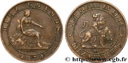 SPANIEN 10 Centimos monnayage provisoire “ESPAÑA” assise / lion au bouclier 1870 Oeschger Mesdach & CO