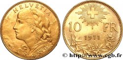 SUIZA 10 Francs or  Vreneli  1911 Berne