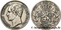 BELGIQUE 5 Francs Léopold Ier tête nue 1851 