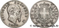 ITALIE 5 Lire Victor Emmanuel II 1869 Milan