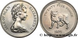 ISLE OF MAN 25 Pence Elisabeth II / chat Manx 1975 