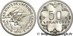 ZENTRALAFRIKANISCHE LÄNDER Essai de 50 Francs antilopes lettre ‘D’ Gabon 1976 Paris