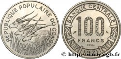 CONGO (RÉPUBLIQUE) Essai de 100 Francs type “Banque Centrale”, antilopes 1971 Paris
