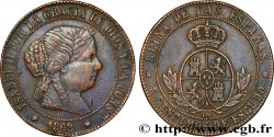 ESPAGNE 5 Centimos de Escudo Isabelle II  1868 Oeschger Mesdach & CO