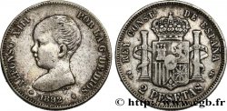 ESPAGNE 2 Pesetas Alphonse XIII 1892 Madrid