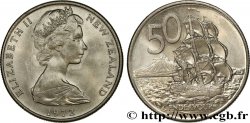 NEW ZEALAND 50 Cents ELisabeth II / trois-mats Endeavour 1972 