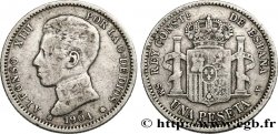 ESPAGNE 1 Peseta Alphonse XIII 4e type de buste 1904 Madrid