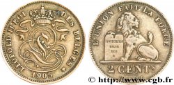 BELGIEN 2 Centimes lion monogramme de Léopold II légende française 1905 