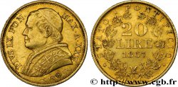 VATICANO Y ESTADOS PONTIFICIOS 20 Lire Pie IX année XXII 1867 Rome MBC+ 