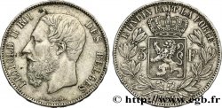 BELGIUM 5 Francs Léopold II 1870 