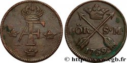 SWEDEN 1 Ore Adolphe Frédéric 1759  VF/XF 