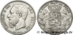 BELGIQUE 5 Francs Léopold II 1870 