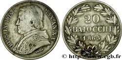 VATICAN ET ÉTATS PONTIFICAUX 20 Baiocchi Pie IX an XX 1865 Rome