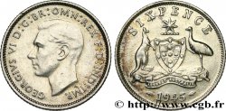 AUSTRALIE 6 Pence Georges VI 1945 Melbourne