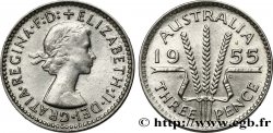 AUSTRALIE 3 Pence Elisabeth II 1955 Melbourne