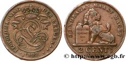 BELGIQUE 2 Centimes lion monogramme de Léopold II légende française 1902 