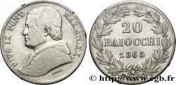 VATICAN ET ÉTATS PONTIFICAUX 20 Baiocchi Pie IX an XX 1865 Rome