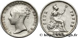ROYAUME-UNI 4 Pence ou groat Victoria / Britannia assise 1842 Londres