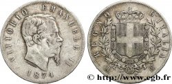 ITALIE 5 Lire Victor Emmanuel II 1874 Milan