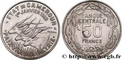 CAMERúN 50 Francs Etat du Cameroun, commémoration de l’indépendance, antilopes 1960 Paris