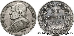 VATICAN ET ÉTATS PONTIFICAUX 20 Baiocchi Pie IX an XX 1865 Rome