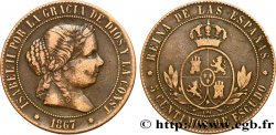 ESPAGNE 5 Centimos de Escudo Isabelle II 1867 Oeschger Mesdach & CO