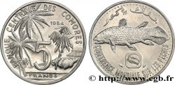KOMOREN 5 Francs poisson coelacanthe / cocotiers 1984 Paris