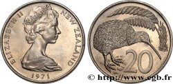 NOUVELLE-ZÉLANDE 20 Cents Elisabeth II / kiwi 1971 

