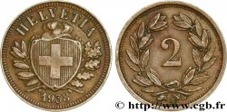 SWITZERLAND 2 Centimes (Rappen) croix suisse 1938 Berne - B
