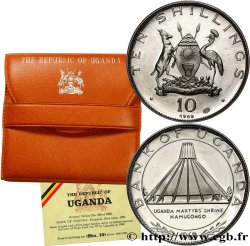 UGANDA 10 Shillings Proof visite du pape Paul VI 1969 