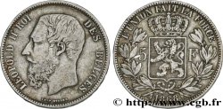 BELGIEN 5 Francs Léopold II 1868 