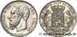 BELGIEN 5 Francs Léopold II 1876 