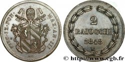 VATICAN ET ÉTATS PONTIFICAUX 2 Baiocchi frappe au nom de Pie IX an III 1848 Rome TTB+ 