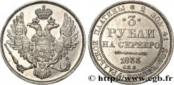RUSSIE 3 Roubles en platine Nicolas Ier 1833 Saint-Pétersbourg