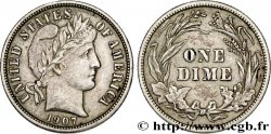 UNITED STATES OF AMERICA 1 Dime Barber 1907 Philadelphie XF 