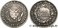 COLOMBIA - REPÚBLICA DE LA NUEVA GRANADA 2 Reales 1851 Bogota MBC 