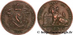 BELGIEN 2 Centimes lion monogramme de Léopold Ier 1845 