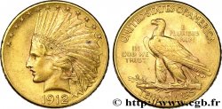 OR, PALLADIUM ET PLATINE INVESTISSEMENT 10 Dollars or  Indian Head , 2e type 1912 Philadelphie
