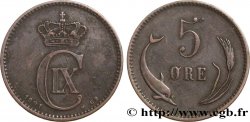 DENMARK 5 Ore monogramme Christian IX 1891 Copenhague