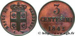 ITALY - KINGDOM OF SARDINIA 3 Centesimi Royaume de Sardaigne 1842 Turin