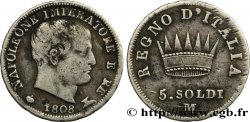 ITALY - KINGDOM OF ITALY - NAPOLEON I 5 soldi Napoléon Empereur et Roi d’Italie 1808 Milan