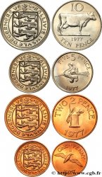 GUERNSEY Lot 4 monnaies 1, 2, 5 et 10 Pence 1977 